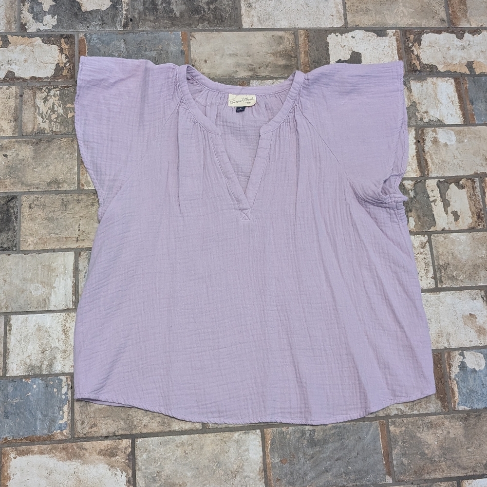 Universal Thread XL Light Purple Lavender Blouse Top Short Sleeve Textured Boho